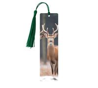 Deers Picture Printed Metal Bookmarks M - Dark Green Lightweight Aluminium Book Marker for Books, Journals & Gifts, Ideal Book Lovers, Holiday Decor & Crafts