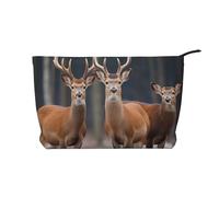 Deers Picture Prints Corduroy Makeup Bag for Women Girls, Spacious Travel Cosmetic Organiser for Make-up, Toiletries & Essentials