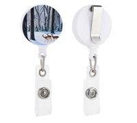 Deers Picture Retractable Badge Reel - Personalized ID Name Badge Holder with Lanyard Cute Badges Reel Holder Round Nurse Doctor Name Tag Badges Clip for Work