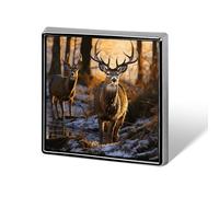 Deers Picture Square Lapel Pin 0.7x0.7in Aluminum Badge Stylish Personalized Accessory Daily Wear