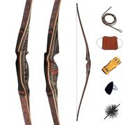 Deerseeker Archery 64" Reflex Deflex Hybrid One-Piece Traditional Long Bow with Laminated Bamboo & Clear Fiberglass Limbs Right Hand/Left Hand for Adults 25-60lbs (Dark Woodgrain, 60lb, Right Hand)