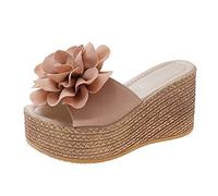 Deerskin Shoes Women's Spring and Women Sandals Wedge Heel Thick Sole Casual Style Elegant Shoes Women with Heel Pumps, pink, 9 UK