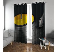 Deertweet Home Music Theme Curtains Modern Recorder Black and Yellow Balance Temperature Window Drapes Fabric 2 Panels for Office Dining Room Bedroom H138xB132