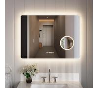 DeerValley Bathroom Mirror with LED Lights, Wall Mirror with Bluetooth,3 Colors Dimmable Touchable with Digital Clock, 3X Magnifying Mirror, Dual Lighting (Backlit+Frontlit), Anti-Fog (80 * 60)