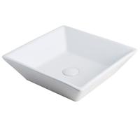 DeerValley Bathroom Vessel Sink, Ceramic Bathroom Basin Square Porcelain Countertop Basin for Bathroom, Above Counter Bathroom Sink 40 x 40 x 12cm (White)