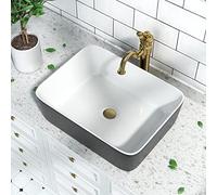 DeerValley Rectangular Ceramic Vessel Sink 47.5x37.5x13cm | Countertop Basin, Bathroom Lavatory Vanity, Glazed Finish, Stain Resistant, Easy to Clean