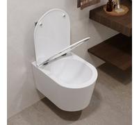 Deervalley Rimless Toilet Back To Wall, Dual Flush 1.1/1.6 Gpf Bathroom Cloakroom Ceramic Toilets, Low Noise White