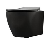 DeerValley Wall Hung Toilet Without Cistern, 1.6 GPF/1.1 GPF Double Flush Compact Rimless Ceramic Toilet Bowl with Soft Closed Seat - Black