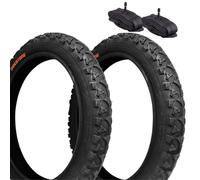 Deestone 2 Tyres 20 x 1.90 (47-406) + 2 Schrader America Air Chambers | Black Tyres for Mountain Bikes