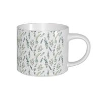 DEETTY Eucalyptus Leaves Print Large Capacity Ceramic Mugs Coffee Tea Kitchen Dorm Outdoor Picnic Gifting Office
