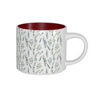 DEETTY Eucalyptus Leaves Print Large Capacity Ceramic Mugs Coffee Tea Kitchen Dorm Outdoor Picnic Gifting Office