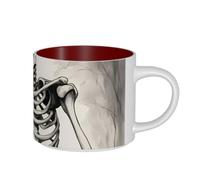 DEETTY Interesting Skeleton Print Large Capacity Ceramic Mugs Coffee Tea Kitchen Dorm Outdoor Picnic Gifting Office