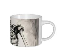 DEETTY Interesting Skeleton Print Large Capacity Ceramic Mugs Coffee Tea Kitchen Dorm Outdoor Picnic Gifting Office