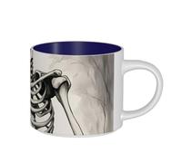 DEETTY Interesting Skeleton Print Large Capacity Ceramic Mugs Coffee Tea Kitchen Dorm Outdoor Picnic Gifting Office