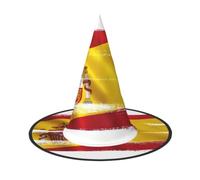 DEETTY Spanish Flag Print Carnival Cosplay Hat Wizard Cap Halloween | Versatile Costume Accessory Holiday Celebrations Headwear Themed Party