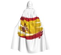 DEETTY Spanish Flag Print Halloween Hooded Cloak Cosplay Carnivals | 190cm Capes Stage Performances Masquerade Themed Ball Unisex Christmas