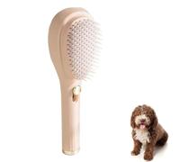 DEEUCHIS Self-Cleaning Soft Fur Beauty Brush for puppy - Gentle Grooming Brush Small DogsComb for Chihuahuas, Teddy Dogs, Yorkies, Maltipoos, and Shih Tzus (Cream-coloured)