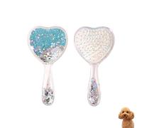 DEEUCHIS Small Dog Brush, Soft Brush for Shih Tzus, Yorkies, Maltipoos, Maltese, Love Shape Puppy Massaging Hair Comb for Small Dogs Cats Rabbits of All Hair Types (Glitter Blue)