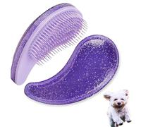 DEEUCHIS Small Dog Brush, Soft Pet Grooming Brush for Shih Tzus, Yorkies, Maltipoos, Maltese, Puppy Massaging Hair Brush, Cat Brush, for Small Animals Rabbits of All Hair Types (Starry Purple)