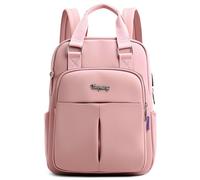 DEEVORCA Elegant Women Backpack Lightweight Multi Compartment Ladies Rucksack Equipped with USB Charging Port Durable, Suitable for Commuting, Traveling Daily Use Waterproof Nylon Peony Pink