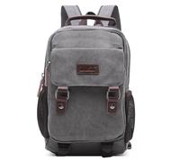 DEEVORCA Fashion Canvas Backpack Men Rucksack for 10.9 inch iPad Multiple Pockets Shoulder Bag Convertible Chest Bag Casual Work Travel Daily Camping Holiday Vintage Knapsack Mens Daypack Grey