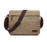 DEEVORCA Fashion Shoulder Bag Mens Vintage Messenger Bags 14 inch Portable Laptop Bag College Bag for Travel Casual Business Daily Work Mountaineering Men Canvas Satchel Bag Briefcase Khaki