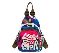 DEEVORCA Fashion Women Backpack Vintage Shoulder Bags Daily Casual Anti-Theft Dayback Work Travel Shopping School Multi Pocket Nylon Printed Women's Backpack Handbag Red C