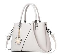 DEEVORCA Fashion Women Top-Handle Handbags Elegant Shoulder Bag Casual PU Leather Crossbody Bag Dating Work Party Travel Business Messenger Bags Love Pendant Tote Bag White A