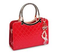DEEVORCA Fashion Women Top Handle Handbags Shoulder Bags Pearl Pendant Casual Crossbody Bag Dating Work Party Wedding Travel Women's Messenger PU Leather Handbags Red A
