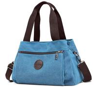DEEVORCA Fashion Women's Shoulder Bag Daily Casual Ladies Travel Messenger Bag Multifunctional Women Crossbody Bag Work Shopping Dating Multi Pocket Large Canvas Handbag Blue