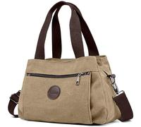 DEEVORCA Fashion Women's Shoulder Bag Daily Casual Ladies Travel Messenger Bag Multifunctional Women Crossbody Bag Work Shopping Dating Multi Pocket Large Canvas Handbag Khaki A