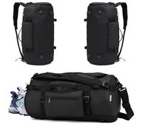 DEEVORCA Men Shoulder Bags Spacious Multi Compartment Men’s Gym Bag Large Capacity Backpack 3 in 1 Tote Bag Gym Crossbody Bag Mountaineering Adventure Backpacks Waterproof Oxford Cloth Matte Black