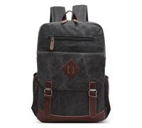 DEEVORCA Retro Canvas Man Backpack Fashion Large Capacity Knapsack Bag for 17.3 inches Laptop Multiple Pockets Daypack for Casual Work Camping Street Daily Vintage Men Rucksack Bag Black