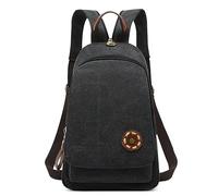 DEEVORCA Vintage Women Backpack Daily Casual Anti-theft Chest Bag Canvas Shoulder Bags Work Travel Shopping Sling Bag Crossbody Small Dayback Women's Backpack Handbag Black