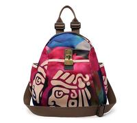 DEEVORCA Women Backpack Exquisite Ladies Shoulder Bag Fashion Print Hardware Distressed Design Hidden Anti Theft Zipper Crossbody Bag Vacation Outdoor Travel Waterproof Oxford Cloth Pink A