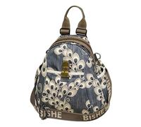 DEEVORCA Women Backpack Exquisite Ladies Shoulder Bag Fashion Print Hardware Distressed Design Hidden Anti Theft Zipper Crossbody Bag Vacation Outdoor Travel Waterproof Oxford Cloth Blue A