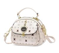 DEEVORCA Women Fashion Shoulder Bags Vintage Casual Print Crossbody Bag Dating Work Party Travel PU Leather Women's Shoulder Messenger Multi Pockets Handbags Cute Pendant White A