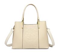 DEEVORCA Women Handbag Elegant Ladies Crossbody Bag Exquisite Embroidery Design Multiple Pockets Top Handle Crossbody Bag Dating Travel Party Messenger Bag Waterproof Genuine Leather White