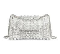 DEEVORCA Women Shoulder Bag Exquisite Women Chain Crossbody Bag Flap Shoulder Bag Travel Vacation Messenger Bag Courier Bag Women Dating Messenger Bags Waterproof PU leather Silver