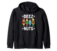 Deez Nuts Funny Nutcracker Christmas Meme Zip Hoodie