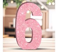 DEEZOMO Glitter Birthday Number Table Decoration Freestanding Party Centrepiece Sparkly Pink Number Ornament for Celebrations Reusable - 6