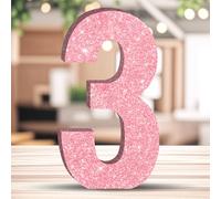 DEEZOMO Glitter Birthday Number Table Decoration Freestanding Party Centrepiece Sparkly Pink Number Ornament for Celebrations Reusable - 3