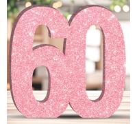 DEEZOMO Glitter Birthday Number Table Decoration Freestanding Party Centrepiece Sparkly Pink Number Ornament for Celebrations Reusable - 60