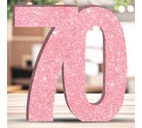 DEEZOMO Glitter Birthday Number Table Decoration Freestanding Party Centrepiece Sparkly Pink Number Ornament for Celebrations Reusable - 70