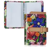 DEEZOMO PU Leather Credit Card Holder for Women, Small RFID Wallet Slim 26 Pockets Leather Card Organizer Case with Sturdy Button Colorful Patterns, Color-5, Modern