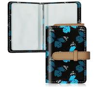 DEEZOMO PU Leather Credit Card Holder for Women, Small RFID Wallet Slim 26 Pockets Leather Card Organizer Case with Sturdy Button Colorful Patterns, Color-11, Modern
