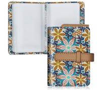 DEEZOMO PU Leather Credit Card Holder for Women, Small RFID Wallet Slim 26 Pockets Leather Card Organizer Case with Sturdy Button Colorful Patterns, Color-6, Modern