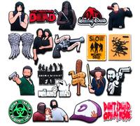 Deezyrooler 20Pcs The Walking Dead Croc Charms for Teens Adults, TV Show Shoe Charms for Croc Clogs Sandals Decoration, Non-Precious Metal, No Gemstone black