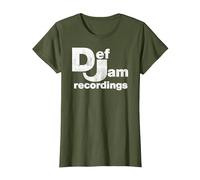 Def Jam Recordings Logo - Classic Music Industry Emblem T-Shirt, Women, Olive Green, Medium