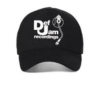 Def Jam Recordings Trucker Hat, Classic Hip Hop Snapback Cap, Mesh Baseball Style, Black White Navy Red Colors, Adjustable Size (Black)